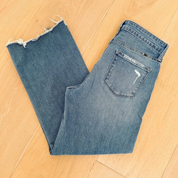 KanCan Boho Babe High Rise Slim Wide Leg Jeans Blue Wash Distressed Women's 29 - Picture 6 of 12